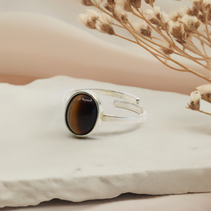 Anéis com Pedras Naturais: Anel com Pedra Marrom - Olho de Tigre