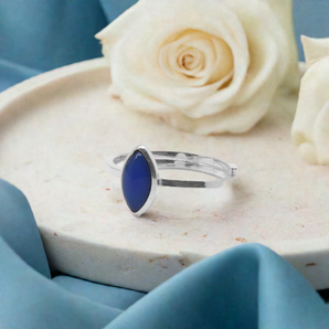 Anéis com Pedras Naturais: Anel com Pedra Azul - Ágata Azul e Sodalita