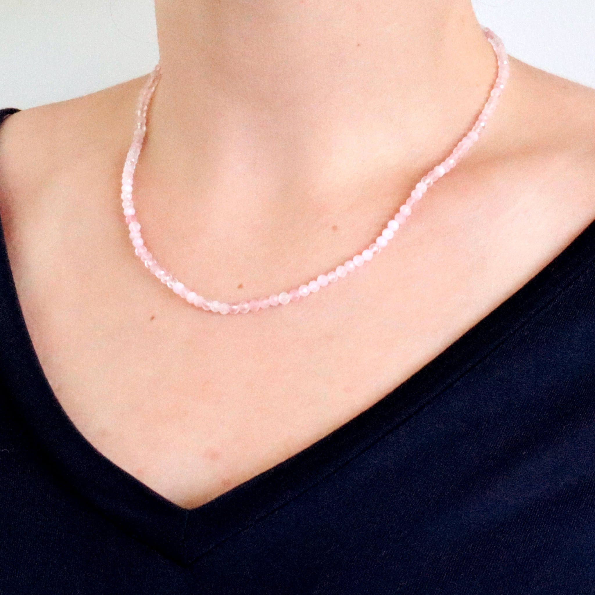 Colar de Quartzo Rosa Facetado Colares Chokers Comprar na Loja WeMystic