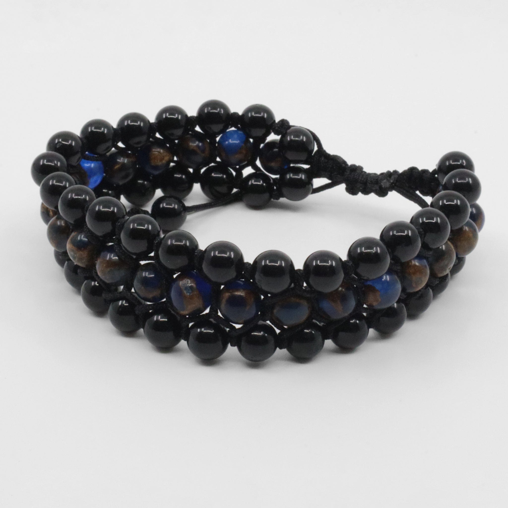 Pulseira Macrame Olho Tigre Azul Pulseiras com Pedras Comprar na Loja WeMystic