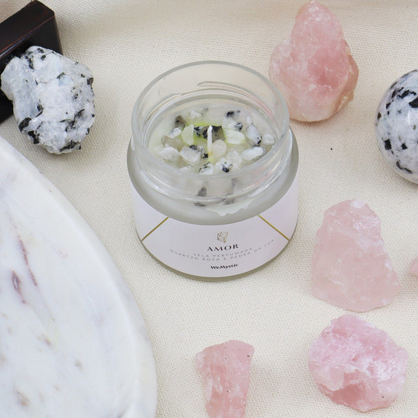 Presentes para Cancerianos: Vela do Amor com Pedra da Lua