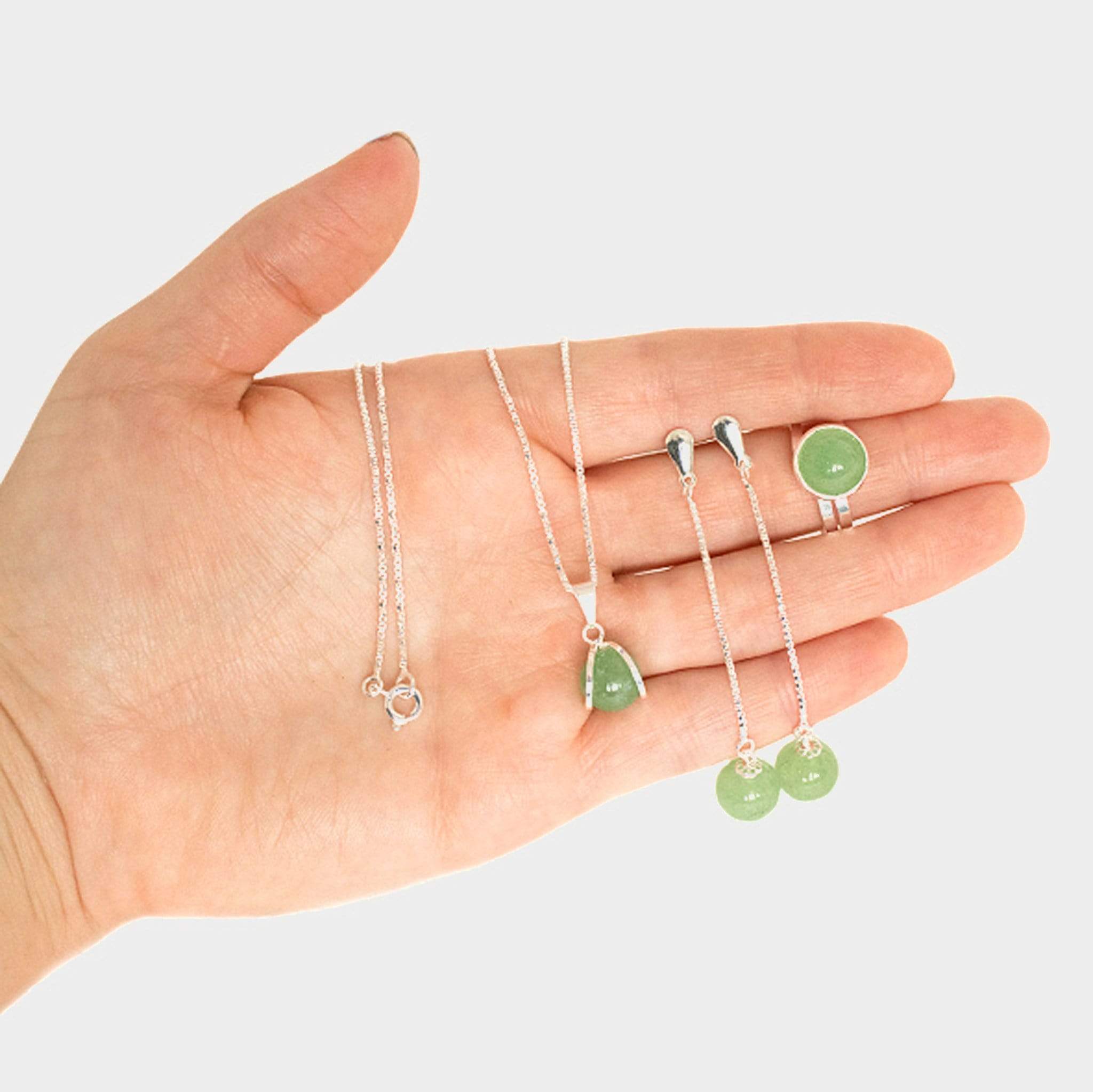 Conjunto de Joias de Quartzo Verde Conjunto de Joias Comprar na Loja WeMystic
